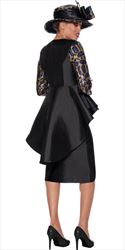 GMI - 9952 -  Black Royal - Sequin and Twill 2pc Skirt Suit