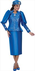 GMI 400782 - Royal - Twill Zipper Skirt Suit