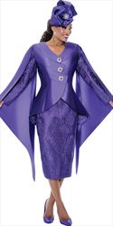 GMI 400812 - Purple - Twill Dramatic Wing Sleeve Skirt Suit