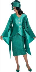 GMI 400812 - Emerald - Twill Dramatic Wing Sleeve Skirt Suit