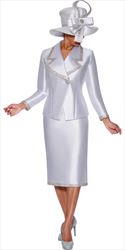 GMI 9872 - White - Embellished Twill 2pc Skirt Suit