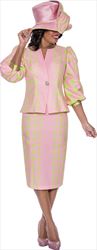 GMI G8862 - Pink/Lime - Polka Dot Puff Sleeve Suit for Church