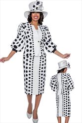GMI G8862 - White/Black - Polka Dot Puff Sleeve Suit for Church