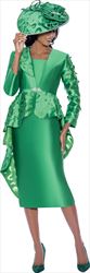 GMI G9003 - Emerald - Layered Cutout High Low Jacket with Rhinestone Clasp Womens Suit