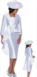 GMI G9003 - White - Layered Cutout High Low Jacket with Rhinestone Clasp Womens Suit