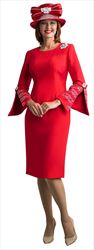  Lily and Taylor 4625- Red - Split Sleeve Crepe Dress with Embellishments