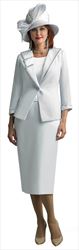  Lily and Taylor 4631 - White - 3PC Crepe Fabric Skirt Suit with Rhinestone Accents