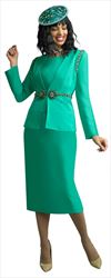 Lily & Taylor 4637 Emerald-3PC Crepe Fabric Skirt Suit with Rhinestones