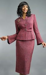 Lily and Taylor 3903 - Womens Knit Bell Cuff Jacket & Skirt Suit With Star Neckline