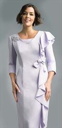 Lily and Taylor 3943-Lavender - Fiona Crepe Fabric Church Dress With Ruffle Design & Brooch