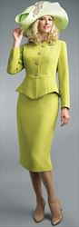 Lily and Taylor 4046 - French Crepe Fabric Skirt Set With Peplum Jacket
