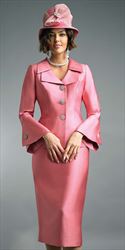 Lily and Taylor 4107 - Skirt Suit With Bell Cuff Sleeves And Layered Lapel Jacket