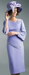 Lily and Taylor 4471-Lavender -  Rhinestone Trimmed Skirt Suit With Pointed Hem-Line Jacket & Sleeves