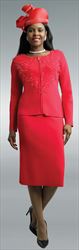 Lily and Taylor 669 - Womens Knit Fabric Skirt Suit Embellished With Beads