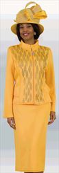 Lily and Taylor 4966 - Scuba Fabric Skirt Suit With Nehru Collar & Rhinestones