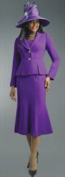 Lily and Taylor 2834 - Crepe Fabric Two Button Suit with Flared Skirt