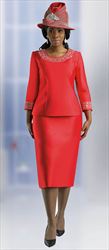 Lily and Taylor 3219 - Silky Twill Skirt Suit with Rhinestone Trim