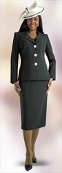 Lily and Taylor 3895 - Classic Womens Church Suit With Notch Lapel Jacket In French Crepe Fabric