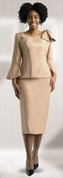 Lily and Taylor 4010 - Gold - French Crepe Skirt Suit
