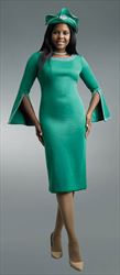 Lily and Taylor 4153 - Dress with Rhinestone Embellishments and Split Sleeves