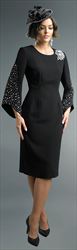 Lily and Taylor 4385 - French Crepe Dress with Rhinestone Embellished Sleeves