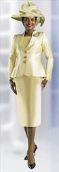 Lily and Taylor 4417 - Canary - 3PC Sily Twill Peplum Skirt Suit