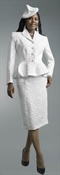 Lily and Taylor 4483 - Luxury Texture Peplum Skirt Suit with 4 Button Closure