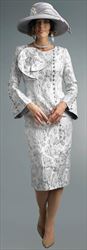 Lily and Taylor 4486 - Novelty Texture Fabric Dress with Embellished Fibonacci Adornment