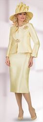 Lily and Taylor 4514 - Canary - 3PC Silky Twill Skirt Suit for Church