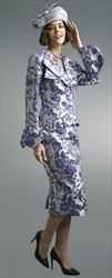 Lily and Taylor 4517 - Novelty Fabric Skirt Suit with Petal Cuff Sleeves