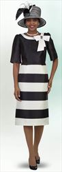 Lily and Taylor 4519 - Black & Ivory - Silky Twill Dress with Bow