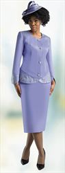 Lily and Taylor 4591 Lavender - 3PC Rhinestone Embellished Skirt Suit