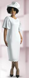 Lily and Taylor 4599 - White - Lace & Rhinestone Trim Crepe Dress