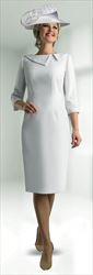 Lily and Taylor 4601 - White - Dress with Split Neckline and Rhinestone Detailing