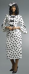 Lily and Taylor 4605 - Polka Dot Skirt Suit with Flare Sleeves