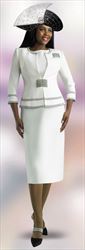 Lily and Taylor 4620 - 3PC Crepe Skirt Suit with Rhinestone Matrix Clasp and Brooch