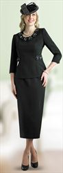 Lily and Taylor 4622 - Black - Novelty Fabric Skirt Suit