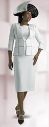 Lily and Taylor 4623 - White - 3PC Crepe Rhinestone Trimmed Suit