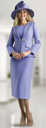 Lily and Taylor 4624 - Lavender - 3PC Crepe Skirt Suit with Rhinestone Detailing