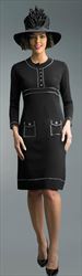 Lily and Taylor 637- Knit Dress with Metallic Trim Detailing