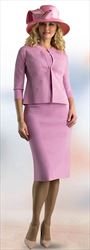 Lily and Taylor 712 - Mauve - 3PC Fine Knit Skirt Suit With Rhinestone Embelishments