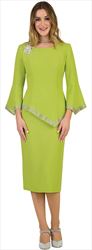 Lily and Taylor 4471-Lime -  Rhinestone Trimmed Skirt Suit With Pointed Hem-Line Jacket & Sleeves