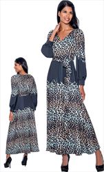 Nubiano Dresses DN1091 - Animal Print Maxi Dress