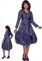 Nubiano Dresses DN1161- Swirl Print Dress with Bubble Hem