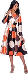 Nubiano Dresses DN1291 - Button Front Dot Print Dress With Layered Notch Lapels
