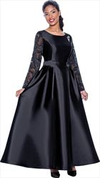 Nubiano Dresses DN1471 - Lace Sleeve Dress with Brooch