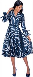 Nubiano Dresses DN1771 - Print Button Front Dress with Sash Tie