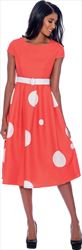 Nubiano Dresses DN1781 - Womens Polka-Dot Cap Sleeve Dress With Embellished Belt Detail