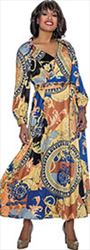 Nubiano Dresses DN1251 - Print Maxi Wrap Dress With Sash Belt