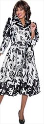 Nubiano Dresses DN1301 - Button Front Bishop Sleeve Print Dress with Sash belt